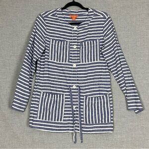 Joe Fresh Linen Blend Shirt Sz XS Long Line Button Up with Drawstring Waist